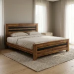 LIT 160 X 200 CM + SOMMIER - BOIS D'ACACIA