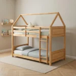 LIT MAISON SUPERPOSÉ STYLE MAISON 90 X 190 CM  AVEC SOMMIER - CHENE