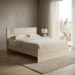 LIT 160 X 200 CM + ARMOIRE 5 PORTES  + 1 CHEVET 2 TIROIRS - CHENE