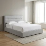 LIT 160 X 200 CM + SOMMIER  - GRIS  ( SANS MATLAS )