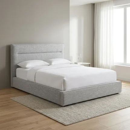 LIT 160 X 200 CM + SOMMIER  - GRIS  ( SANS MATLAS )