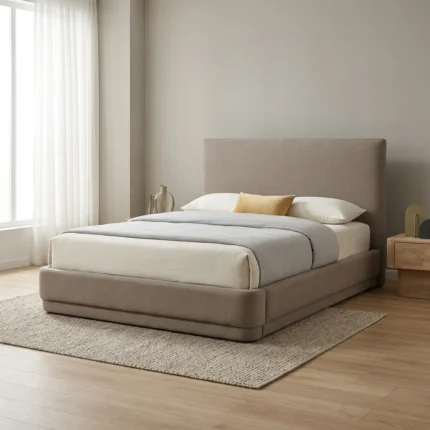LIT 160 X 200 CM AVEC SOMMIER - TAUPE ( SANS MATELAS )