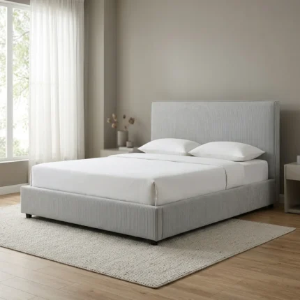 LIT 160 X 200 CM EN VELOURS - GRIS