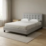 LIT 140 X 190 CM AVEC SOMMIER - GRIS FONCE