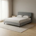 LIT 160 X 200 CM TISSU AVEC SOMMIER - GRIS FONCE