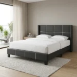 LIT 160 X 200 CM EN PVC AVEC SOMMIER - NOIR