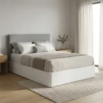 SOMMIER COFFRE RELEVABLE 140X190 - BLANC & GRIS ( SANS MATELAS )