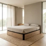 SOMMIER COFFRE RELEVABLE 140X 190 - CHÊNE ET NOIR ( SANS MATELAS)