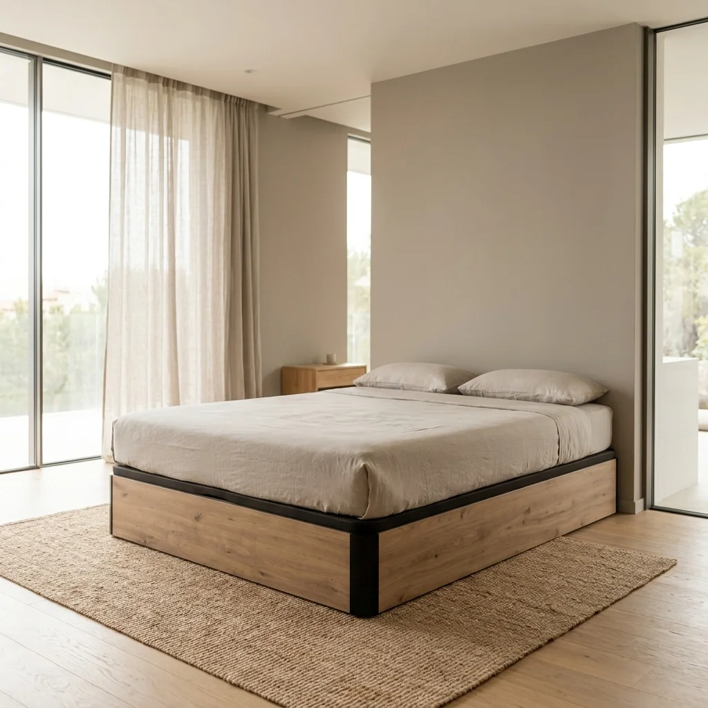 AI Generated Product Image SOMMIER COFFRE RELEVABLE 140X 190 - CHÊNE ET NOIR ( SANS MATELAS) – Image 1
