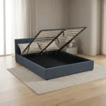LIT 160 X 200 EN TISSU - GRIS FONCÉ ( SOMMIER INCLUS )