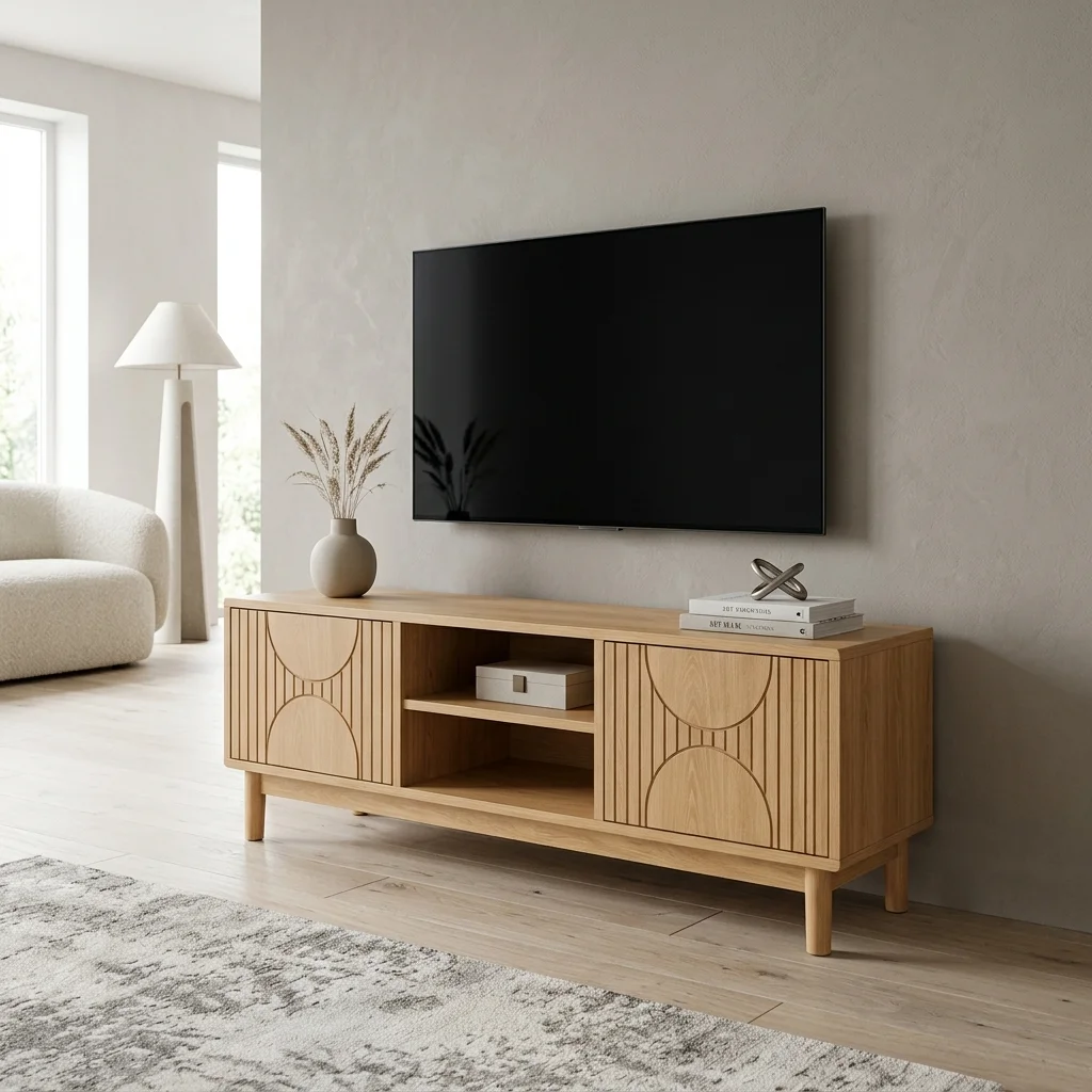 AI Generated Product Image MEUBLE TV 2 PORTES/2 NICHES - CHÊNE – Image 1