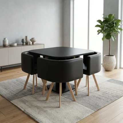 PACK TABLE + 4 CHAISES - NOIR