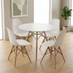 PACK TABLE + 4 CHAISES - BLANC