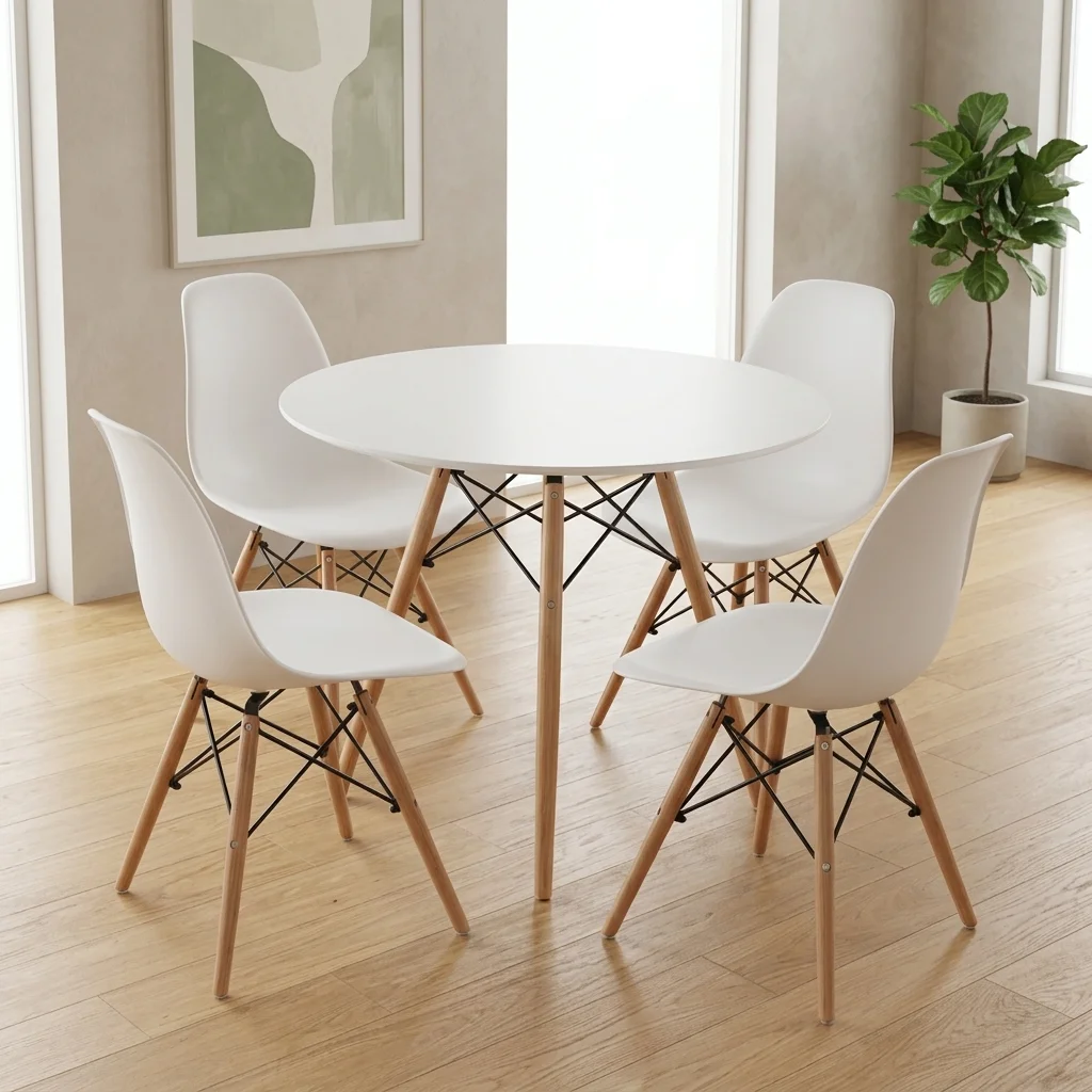 AI Generated Product Image PACK TABLE + 4 CHAISES - BLANC – Image 1