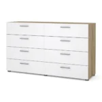 COMMODE 8 TIROIRS - BLANC ET CHÊNE