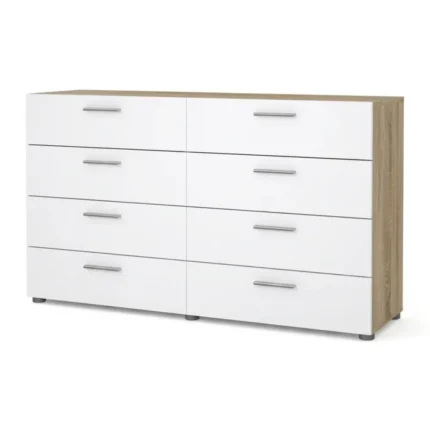 COMMODE 8 TIROIRS - BLANC ET CHÊNE