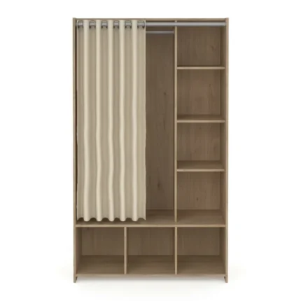 DRESSING 7 NICHES AVEC RIDEAU - CHÊNE