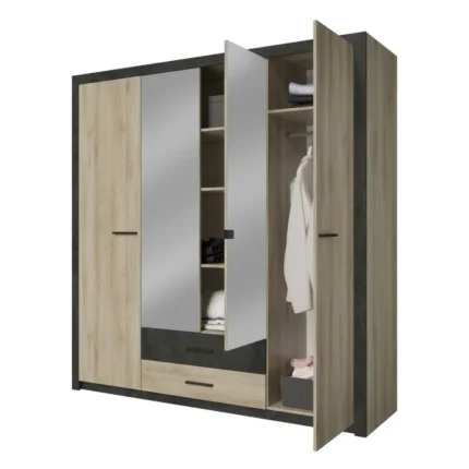 ARMOIRE 4 PORTES / 2 TIROIRS - CHENE KRONBERG / SIDEWALK