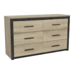 COMMODE 6 TIROIRS - CHÊNE ET NOIR