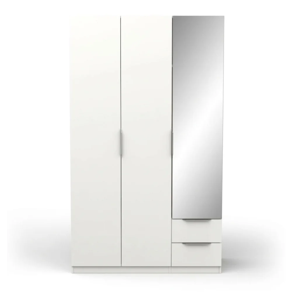 AI Generated Product Image ARMOIRE 3 PORTES + 2 TIROIRS ET 1 MIROIR - BLANC MAT – Image 1