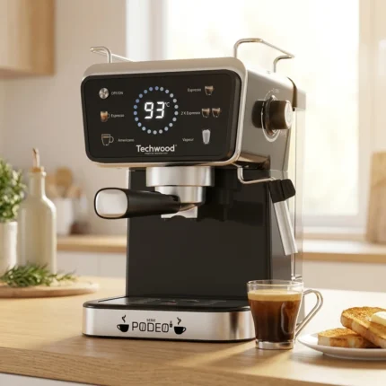 MACHINE EXPRESSO 2-EN-1 CAFÉ MOULU & CAPSULE 20 BARS - NOIR & INOX - TECHWOOD