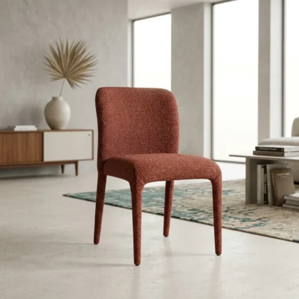 CHAISE EN TISSU, PIEDS HABILLÉS TISSU - ROUGE