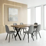 TABLE + 6 CHAISES - GRIS