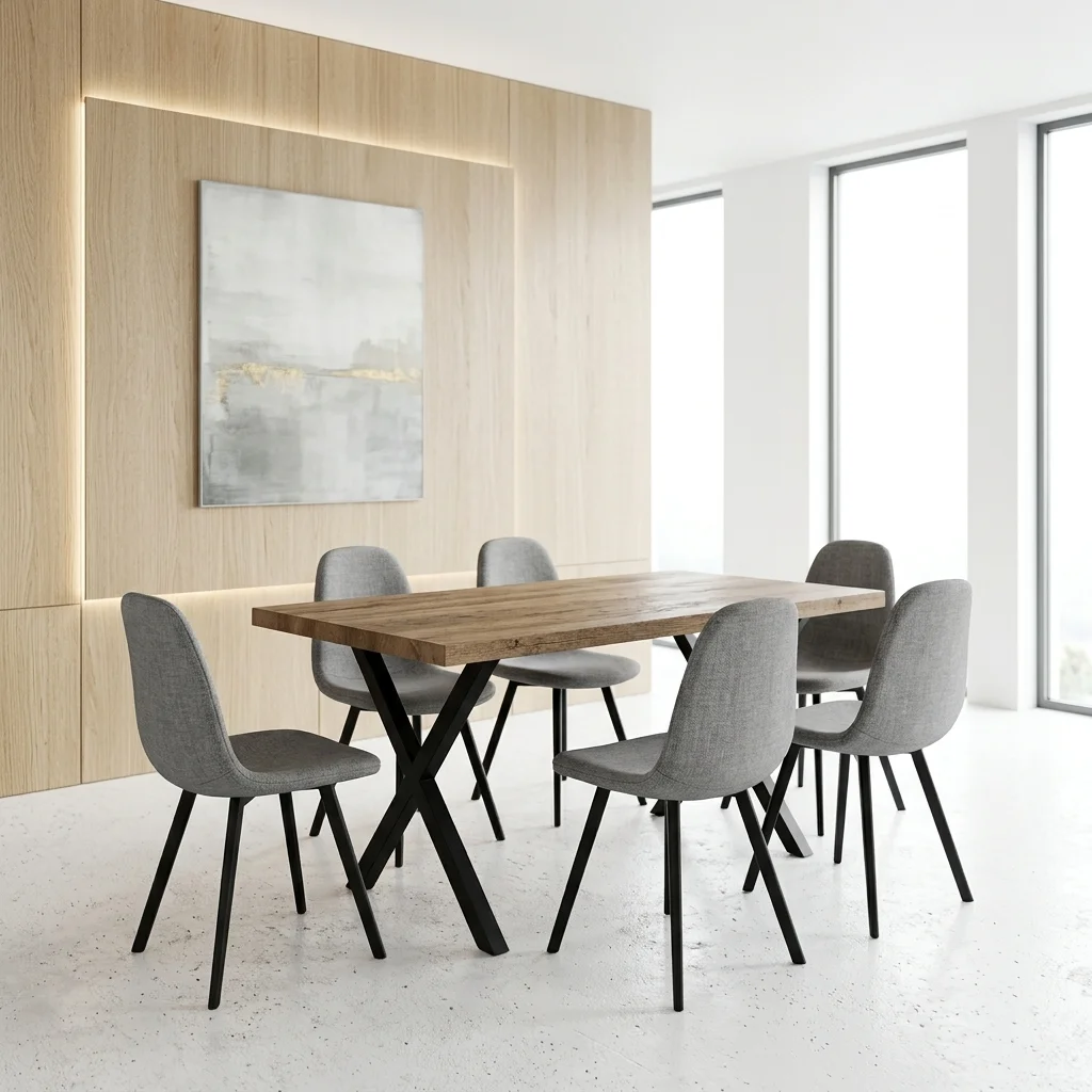 AI Generated Product Image TABLE + 6 CHAISES - GRIS – Image 1