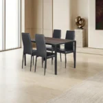 TABLE + 4 CHAISES - PLATEAU EFFET BOIS