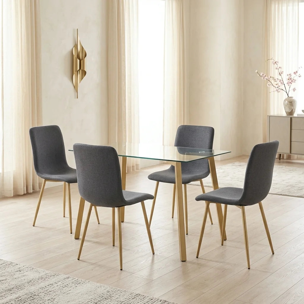 AI Generated Product Image TABLE + 4 CHAISES - GRIS – Image 1