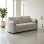 CANAPE LIT EN TISSU AVEC MATELAS - GRIS