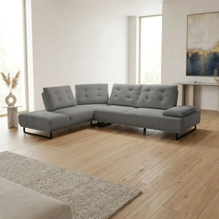 CANAPÉ D'ANGLE AVEC DOSSIER AVANCE RECULE - GRIS