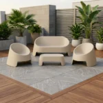 SIEGE 2 PLACES + 2 FAUTEUILS + 1 TABLE BASSE - TAUPE