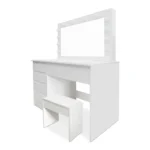 COIFFEUSE 5 TIROIRS AVEC MIROIR LED ET TABOURET - BLANC