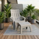FAUTEUIL AVEC REPOSE-PIEDS EN POLYPROPYLÈNE - GRIS CLAIR