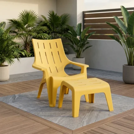 FAUTEUIL AVEC REPOSE-PIEDS EN POLYPROPYLÈNE - JAUNE