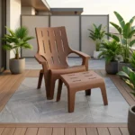 FAUTEUIL AVEC REPOSE-PIEDS EN POLYPROPYLÈNE - MARRON