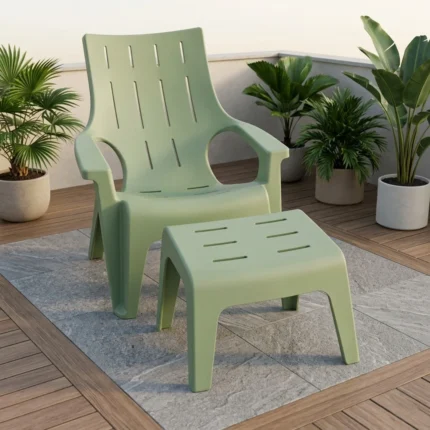 FAUTEUIL AVEC REPOSE-PIEDS EN POLYPROPYLÈNE - VERT
