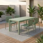 TABLE AVEC 4 CHAISES EN POLYPROPYLÈNE ET ALUMINIUM - VERT