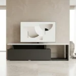 MEUBLE TV 1 PORTE 3 NICHES - BLANC