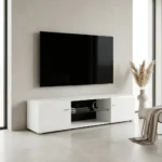 MEUBLE TV 2 PORTES + 2 NICHES - BLANC