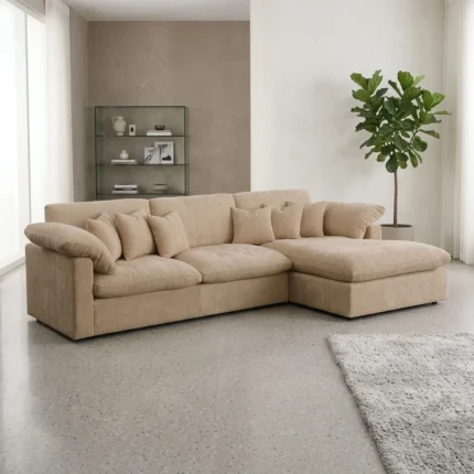 CANAPE D'ANGLE DROIT EN TISSU - CAMEL