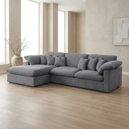 CANAPE D'ANGLE DROIT EN TISSU - GRIS