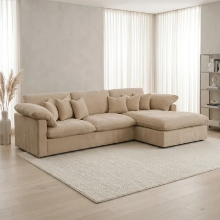 CANAPE D'ANGLE GAUCHE TISSU - CAMEL