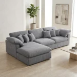 CANAPE D'ANGLE GAUCHE EN TISSU - GRIS