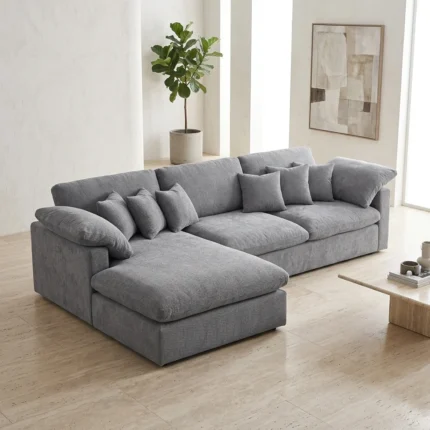 CANAPE D'ANGLE GAUCHE EN TISSU - GRIS