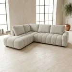 CANAPÉ D'ANGLE DROIT COFFRE EN TISSU - BEIGE