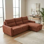 CANAPÉ D'ANGLE CONVERTIBLE EN TISSU - ORANGE