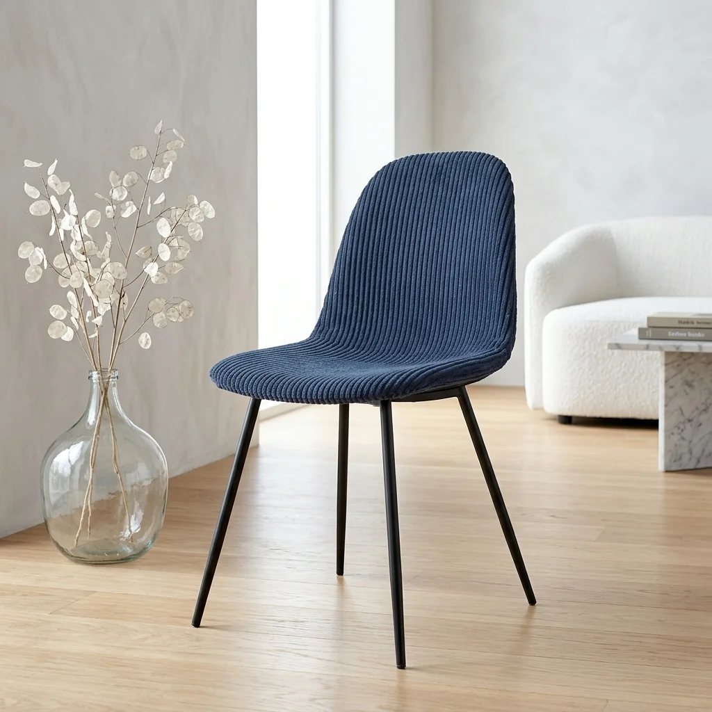 AI Generated Product Image CHAISE EN VELOURS COTELE - BLEU – Image 1