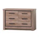 COMMODE 6 TIROIRS EN PANNEAUX DE PARTICULES - CHÊNE MOCHA